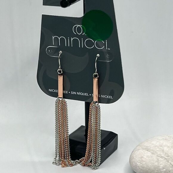 Minicci Gold Silver Steampunk Dangle Earrings - Picture 1 of 3